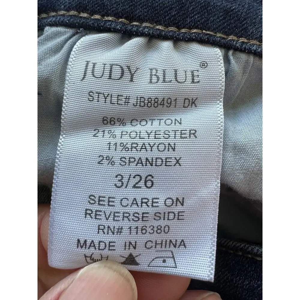 Judy Blue Trouser Flare Jeans Women’s 3/26 Stretch Dark Wash Boho Bell Bottom - Picture 5 of 8